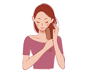 髪の絡まりを防ぐため、髪を濡らす前にブラッシングしましょう。