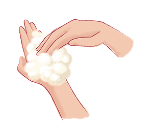 ぬるま湯を加えながら空気を入れるイメージで円を描くようにふんわりと泡立てましょう。