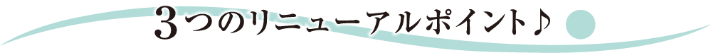 3つのリニューアルポイント♪
